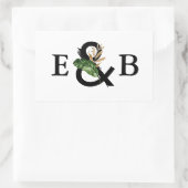 Sticker Rectangulaire Feuilles tropicaux Faux Gold Foil Mariage Monogram (Sac)