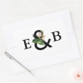 Sticker Rectangulaire Feuilles tropicaux Faux Gold Foil Mariage Monogram (Enveloppe)
