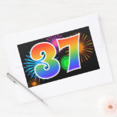 Sticker Rectangulaire Feux d'artifice amusants + motif arc-en-ciel "37"  (Enveloppe)