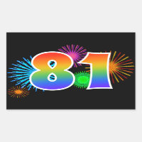 Feux d'artifice amusants + Motif arc-en-ciel "81" 