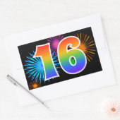 Sticker Rectangulaire Feux d'artifice amusants + motif arc-en-ciel Numér (Enveloppe)
