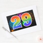 Sticker Rectangulaire Feux d'artifice amusants + motif arc-en-ciel Numér (Enveloppe)