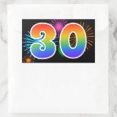 Sticker Rectangulaire Feux d'artifice amusants + motif arc-en-ciel Numér (Sac)
