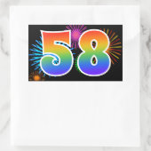 Sticker Rectangulaire Feux d'artifice amusants + motif arc-en-ciel Numér (Sac)