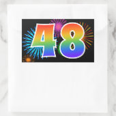 Sticker Rectangulaire Feux d'artifice amusants + motif arc-en-ciel Numér (Sac)
