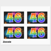 Sticker Rectangulaire Feux d'artifice amusants + motif arc-en-ciel Numér (Feuille)