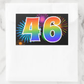 Sticker Rectangulaire Feux d'artifice amusants + motif arc-en-ciel Numér (Sac)