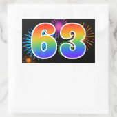 Sticker Rectangulaire Feux d'artifice amusants + motif de rainbow "63" N (Sac)