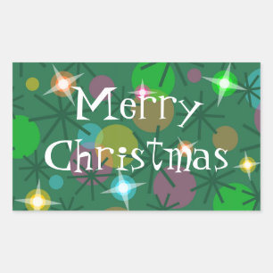 Sticker Rectangulaire Feux de Noël Joyeux rectangle d'autocollants de N