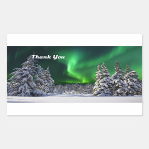 Sticker Rectangulaire Feux nordiques en hiver