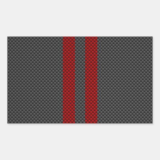 Sticker Rectangulaire Fibre de carbone rouge Bourgogne comme des rayures (Devant)