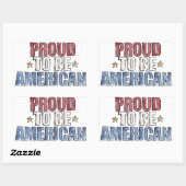 Sticker Rectangulaire Fier d'être américain (Feuille)