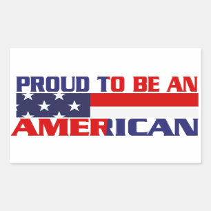 Sticker Rectangulaire Fier d'être un Américain Patriotique