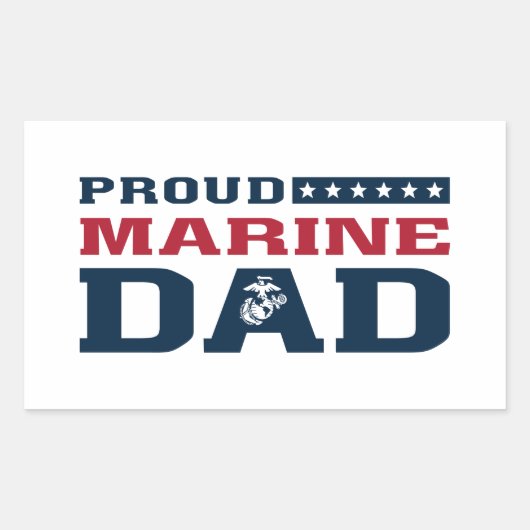 Sticker Rectangulaire Fier Marine Papa (Devant)
