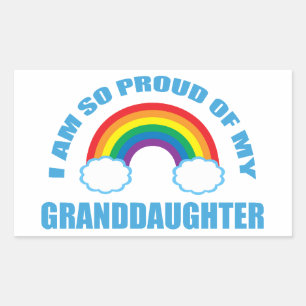 Sticker Rectangulaire Fière de mon grand-parent arc-en-ciel ma petite-fi