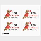 Sticker Rectangulaire Fière fête canadienne du castor 150 (Feuille)