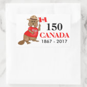 Sticker Rectangulaire Fière fête canadienne du castor 150 (Sac)
