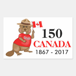 Sticker Rectangulaire Fière fête canadienne du castor 150