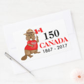 Sticker Rectangulaire Fière fête canadienne du castor 150 (Enveloppe)