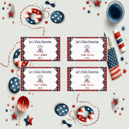 Sticker Rectangulaire Fière Réunion de famille 4 Juillet Étoiles Fraprac