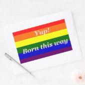 STICKER RECTANGULAIRE FIERTE GAYE OUI NÉE COMME ÇA (Enveloppe)