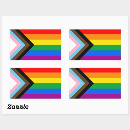 Sticker Rectangulaire FIERTÉ LGBT (Progress Pride) (Feuille)