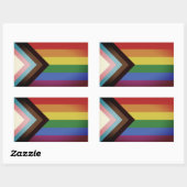 Sticker Rectangulaire FIERTÉ LGBT (Progress Pride) (Feuille)