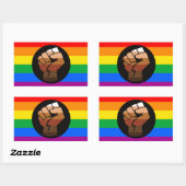 Sticker Rectangulaire FIERTÉ LGBTQ (POC Fist Pride) (Feuille)