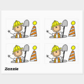 Sticker Rectangulaire Figure du bâton du travailleur de construction (Feuille)
