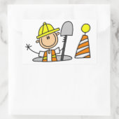 Sticker Rectangulaire Figure du bâton du travailleur de construction (Sac)