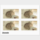 Sticker Rectangulaire Fille Admirant Papillon Ephémère (Feuille)