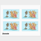 Sticker Rectangulaire Fille au Ventail d'Or (Feuille)