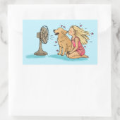 Sticker Rectangulaire Fille au Ventail d'Or (Sac)