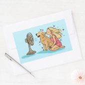 Sticker Rectangulaire Fille au Ventail d'Or (Enveloppe)