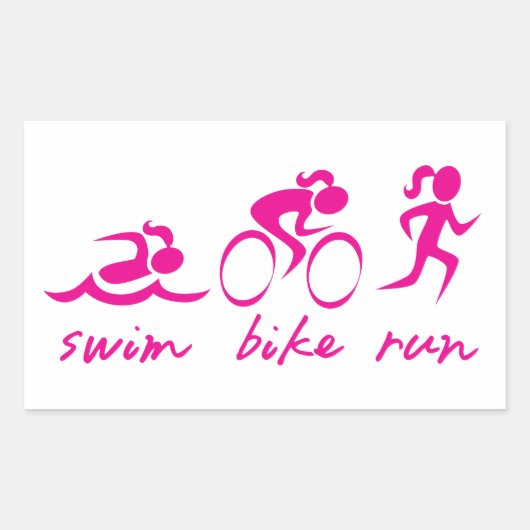 Sticker Rectangulaire Fille courue par vélo de bain tri (Devant)