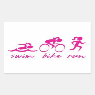 Sticker Rectangulaire Fille courue par vélo de bain tri