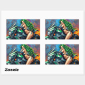 Sticker Rectangulaire fille de motards (Feuille)