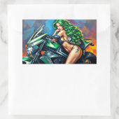 Sticker Rectangulaire fille de motards (Sac)