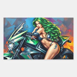 Sticker Rectangulaire fille de motards
