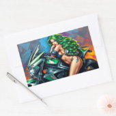 Sticker Rectangulaire fille de motards (Enveloppe)