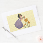 Sticker Rectangulaire Fille Elf Fairy Daffodil Antique Pâques (Enveloppe)