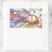 Sticker Rectangulaire Fille et oiseau (Sac)