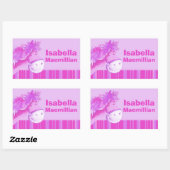 Sticker Rectangulaire Fille ID nom complet cheval rose cheval autocollan (Feuille)