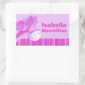 Sticker Rectangulaire Fille ID nom complet cheval rose cheval autocollan (Sac)