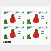 Sticker Rectangulaire Fille Jour d'Hiver enneigé (Feuille)