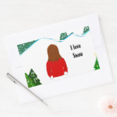 Sticker Rectangulaire Fille Jour d'Hiver enneigé (Enveloppe)