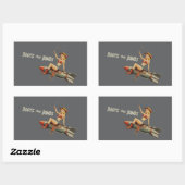 Sticker Rectangulaire Fille Pinup d'Art du Nez avec Lasso (Feuille)