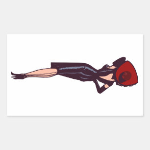 Sticker Rectangulaire Fille Rétro de Glamour Vintage Pin-Up