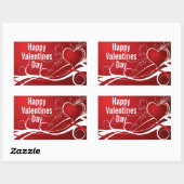 Sticker Rectangulaire Fille Rouge & Blanc Coeur Abstrait Et Fleurs Flora (Feuille)