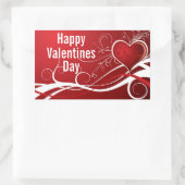 Sticker Rectangulaire Fille Rouge & Blanc Coeur Abstrait Et Fleurs Flora (Sac)